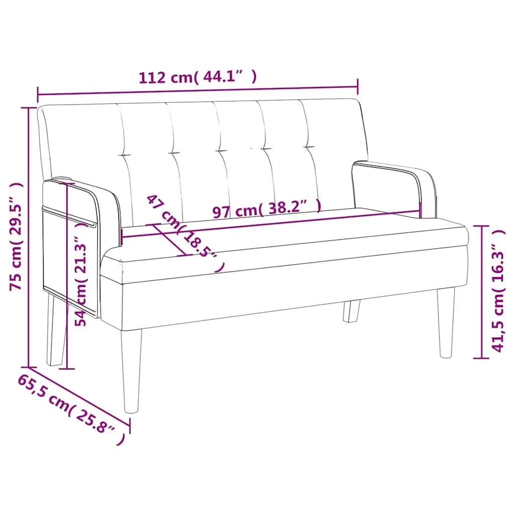 Black Faux Leather Bench with Backrest