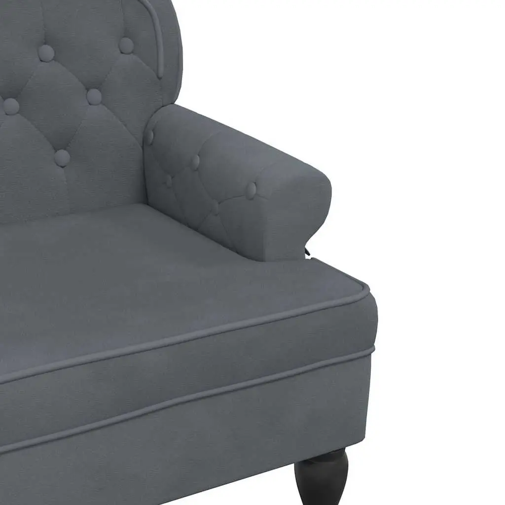 Grey Velvet Bench with Backrest