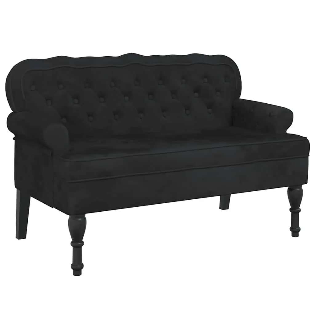 Black Velvet Bench with Backrest