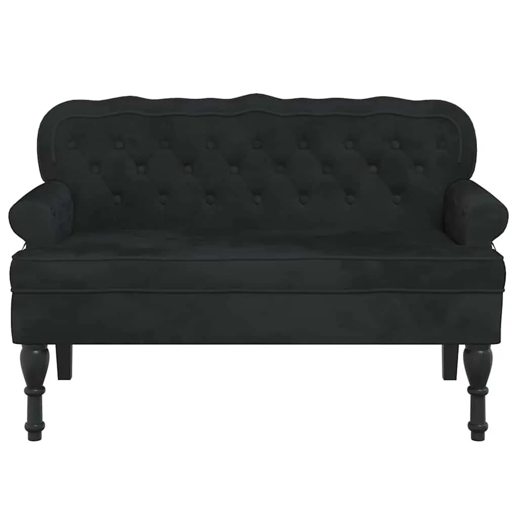 Black Velvet Bench with Backrest