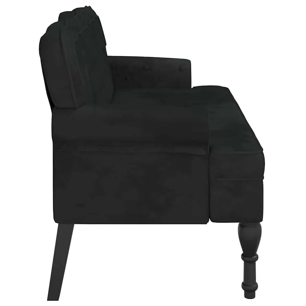 Black Velvet Bench with Backrest