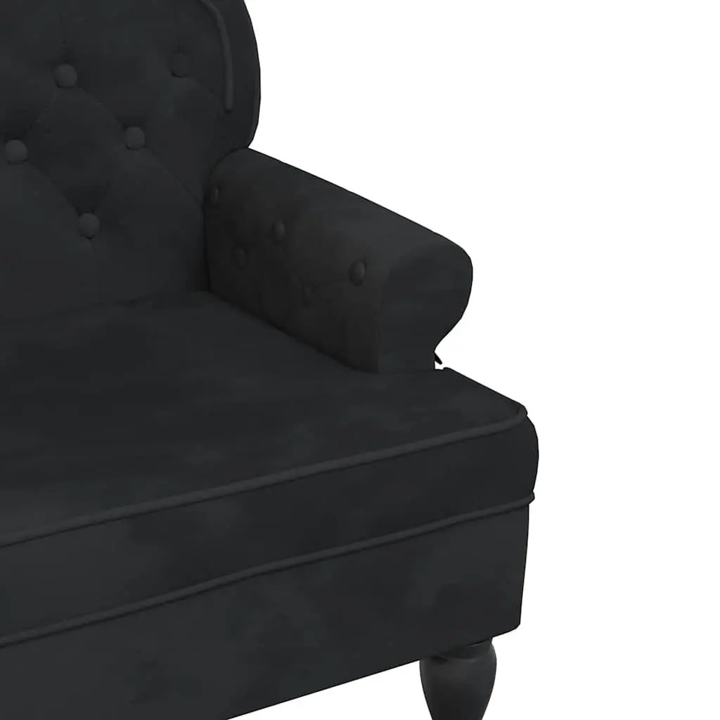 Black Velvet Bench with Backrest