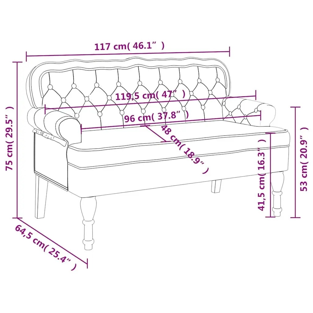 Black Velvet Bench with Backrest
