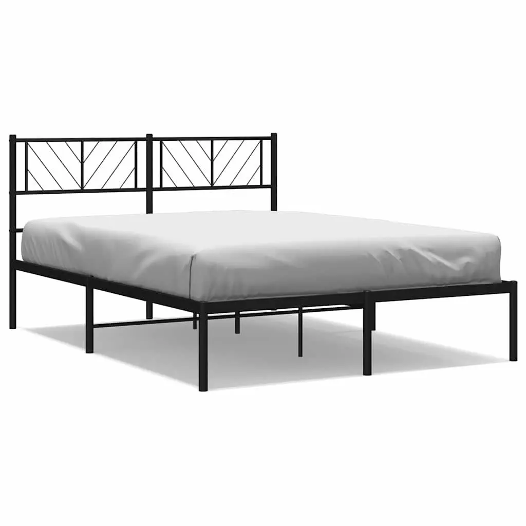 Black Metal Bed Frame with Supportive Headboard 150x200 cm