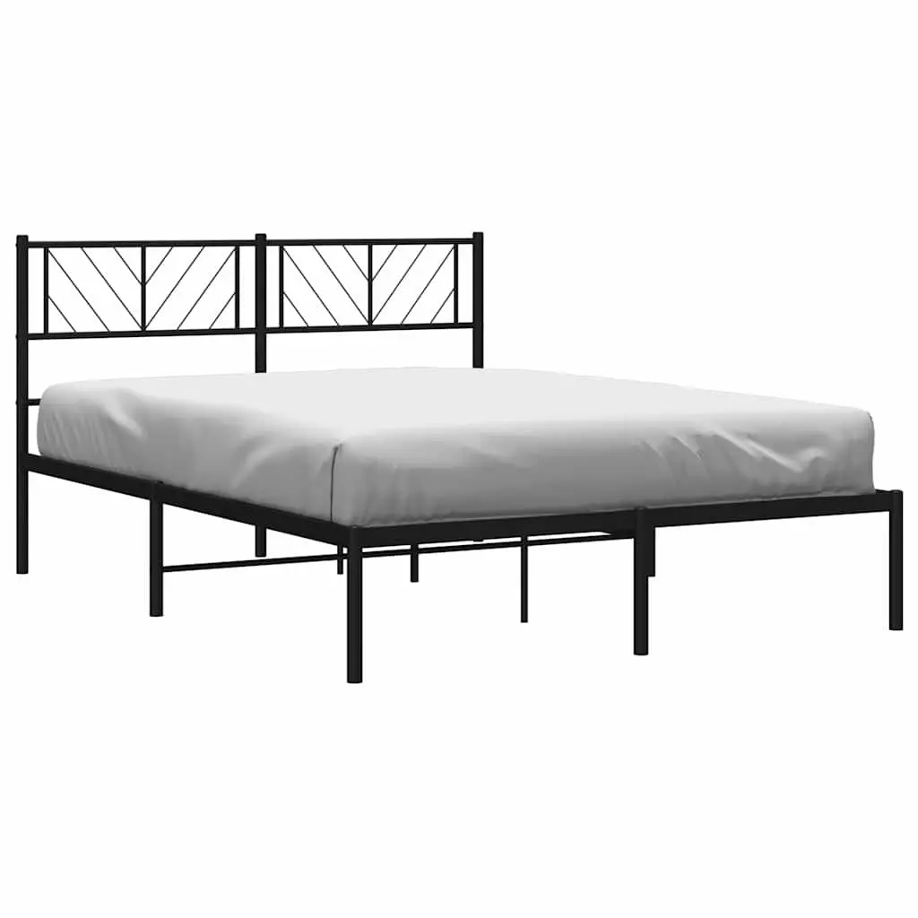 Black Metal Bed Frame with Supportive Headboard 150x200 cm