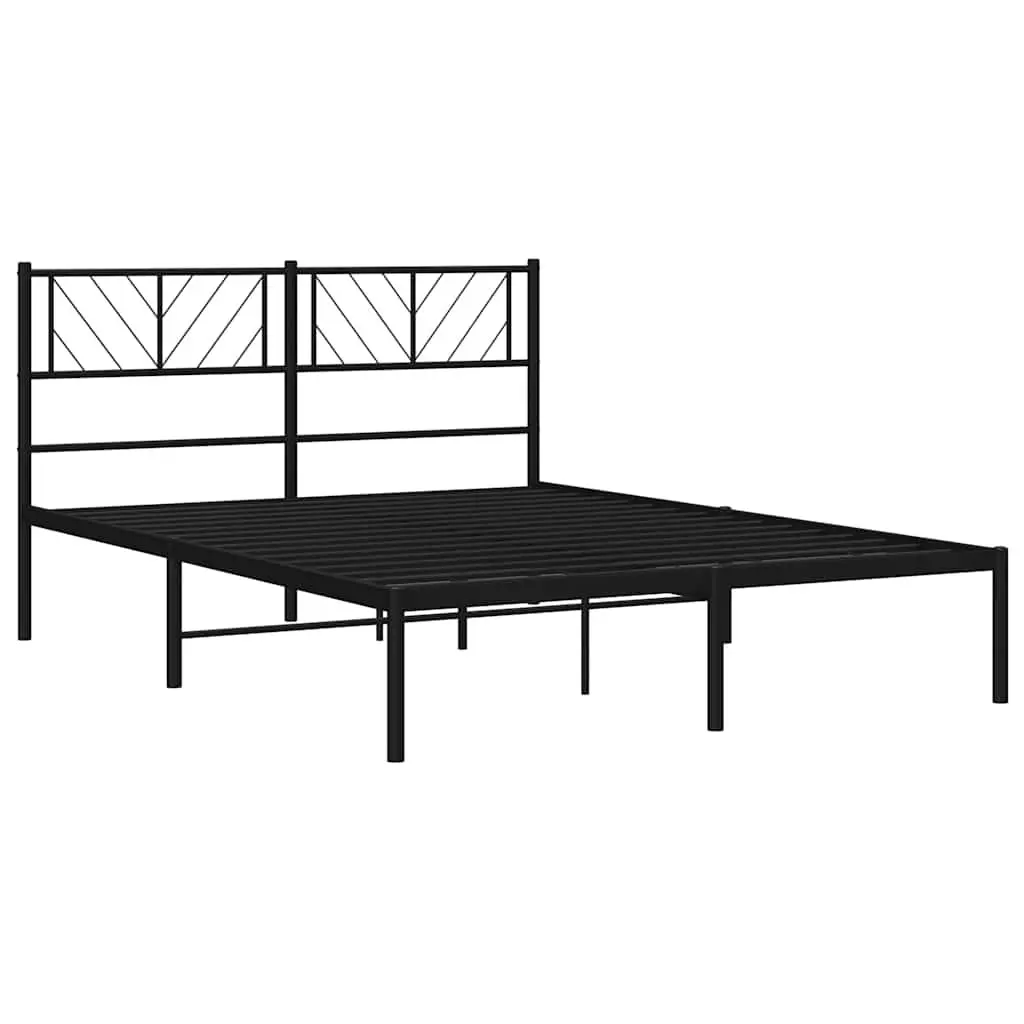 Black Metal Bed Frame with Supportive Headboard 150x200 cm