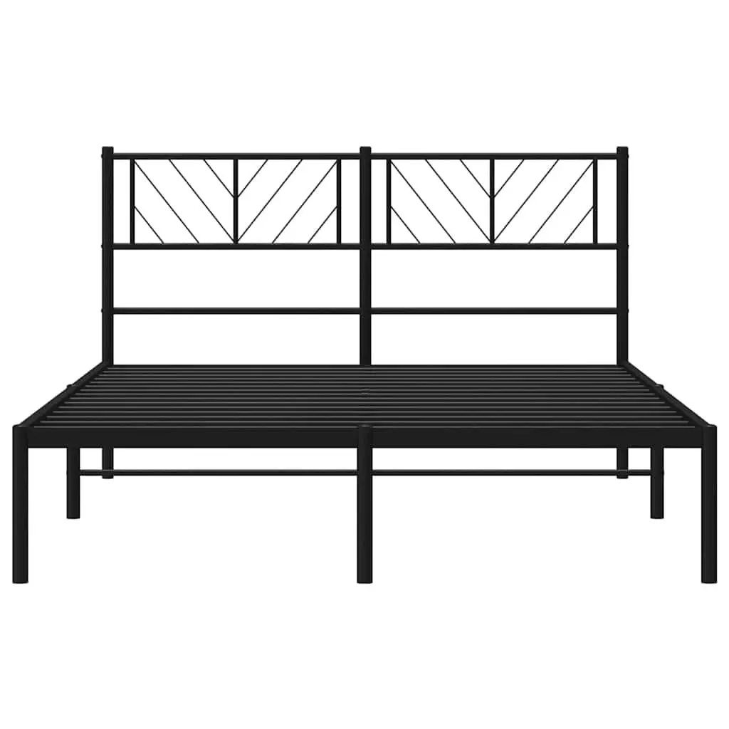 Black Metal Bed Frame with Supportive Headboard 150x200 cm