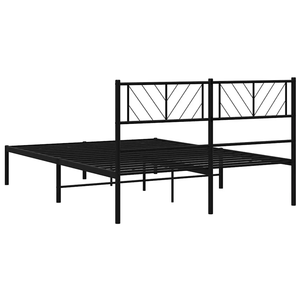 Black Metal Bed Frame with Supportive Headboard 150x200 cm