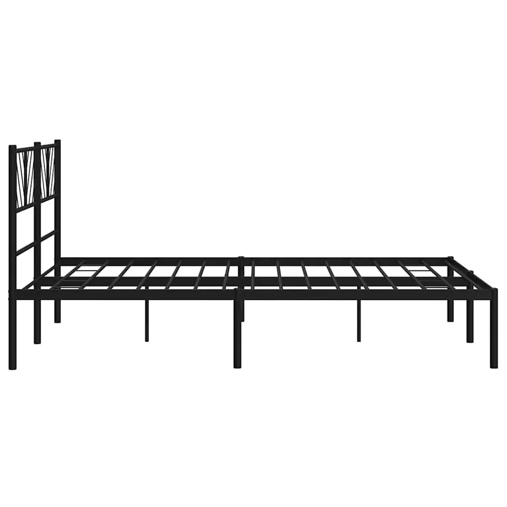 Black Metal Bed Frame with Supportive Headboard 150x200 cm