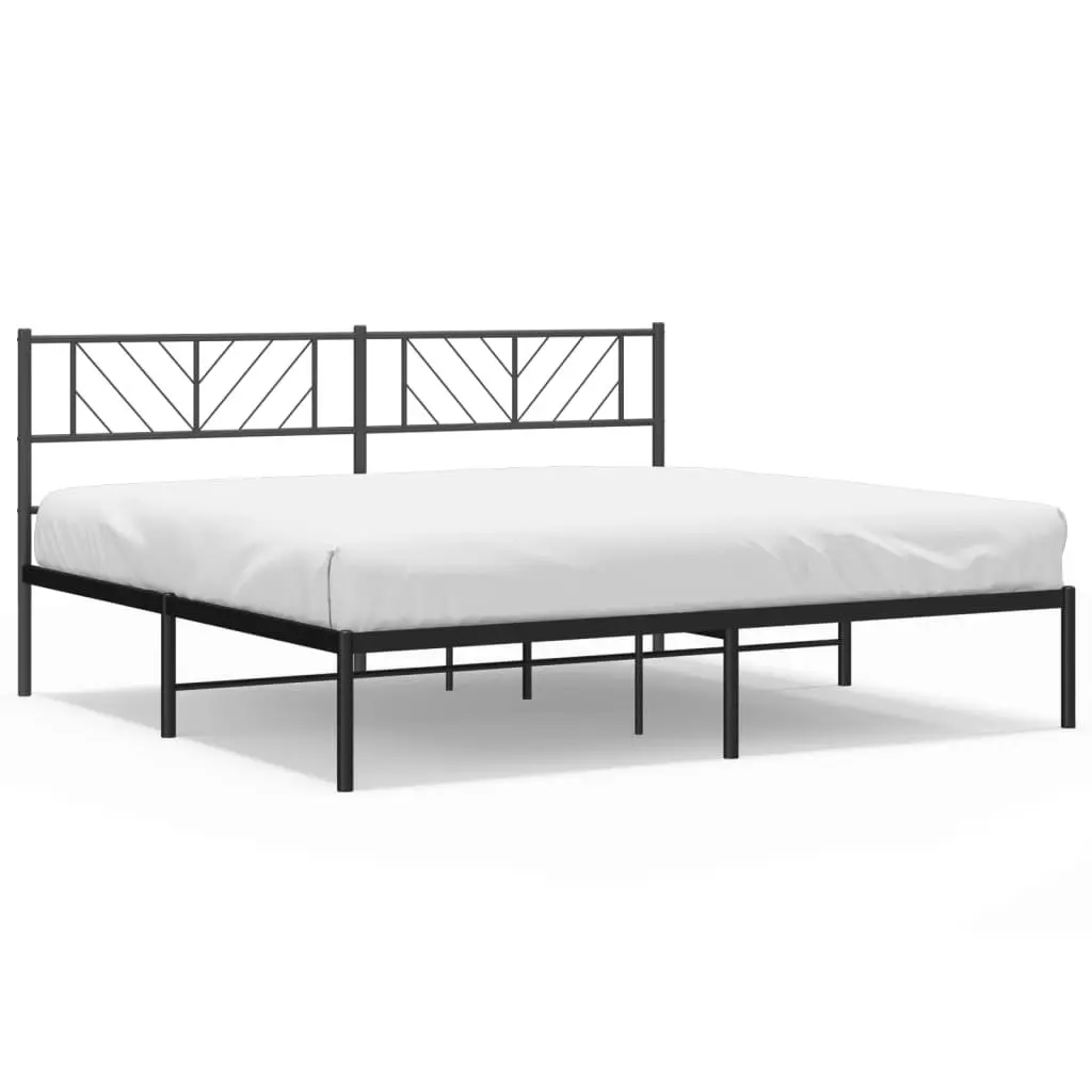 King Metal Bed Frame with Black Headboard 183x203cm