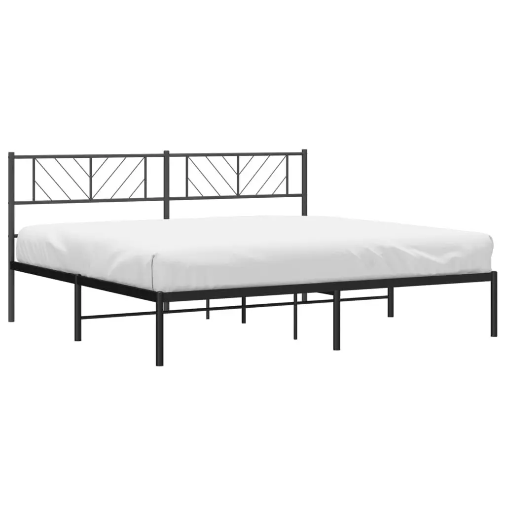 King Metal Bed Frame with Black Headboard 183x203cm