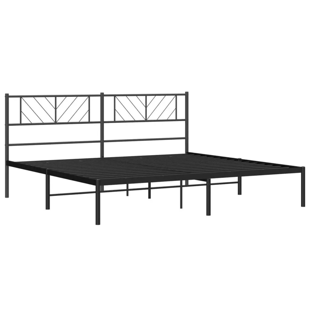King Metal Bed Frame with Black Headboard 183x203cm