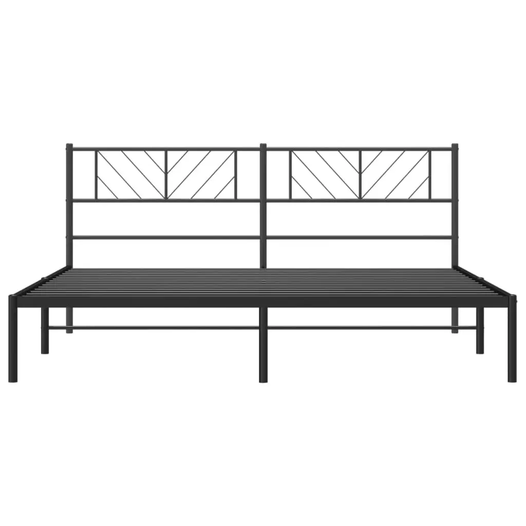 King Metal Bed Frame with Black Headboard 183x203cm