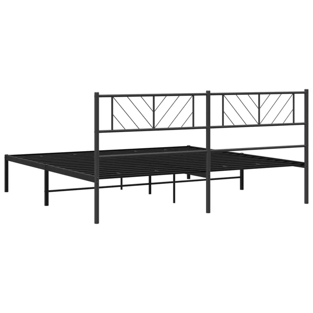King Metal Bed Frame with Black Headboard 183x203cm