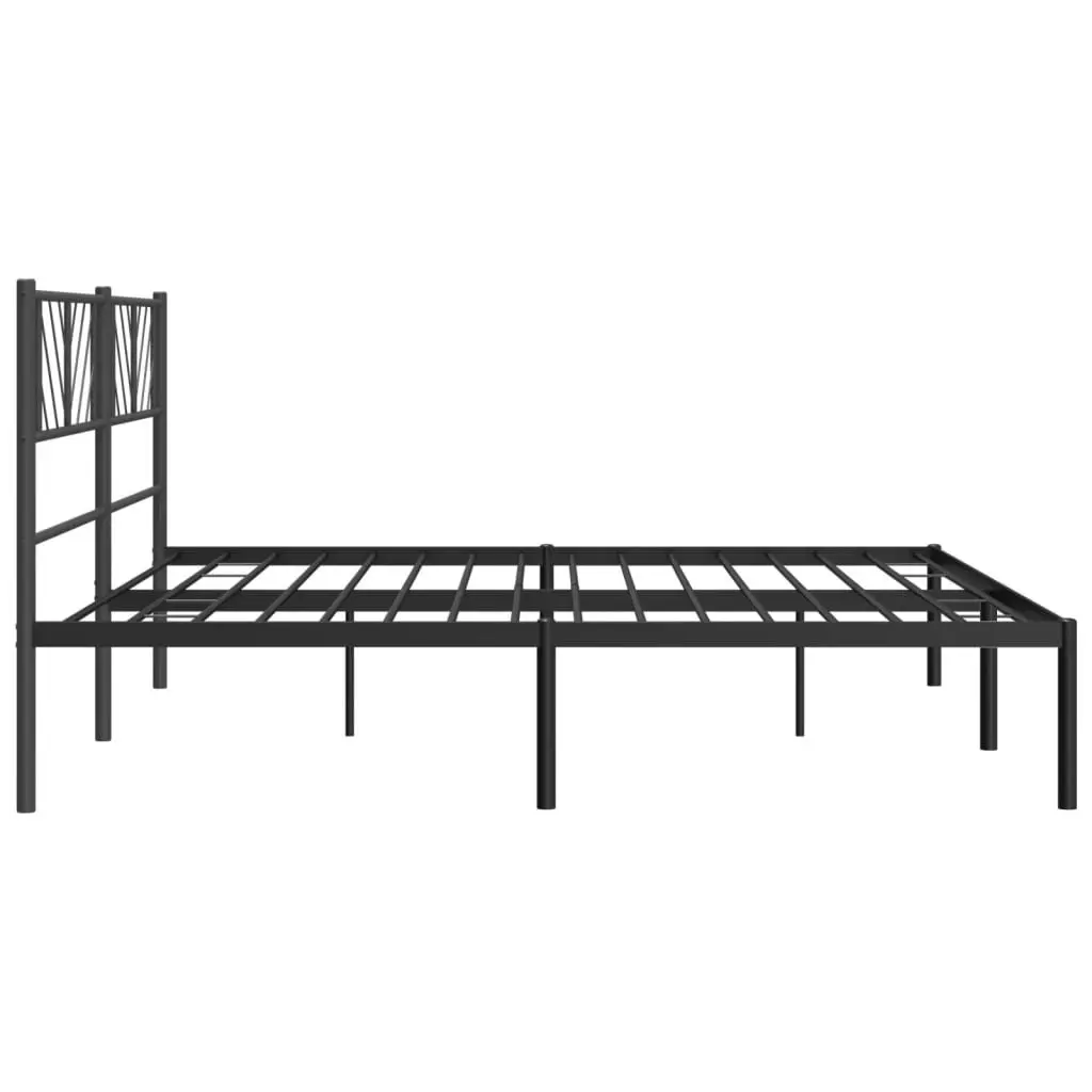 King Metal Bed Frame with Black Headboard 183x203cm