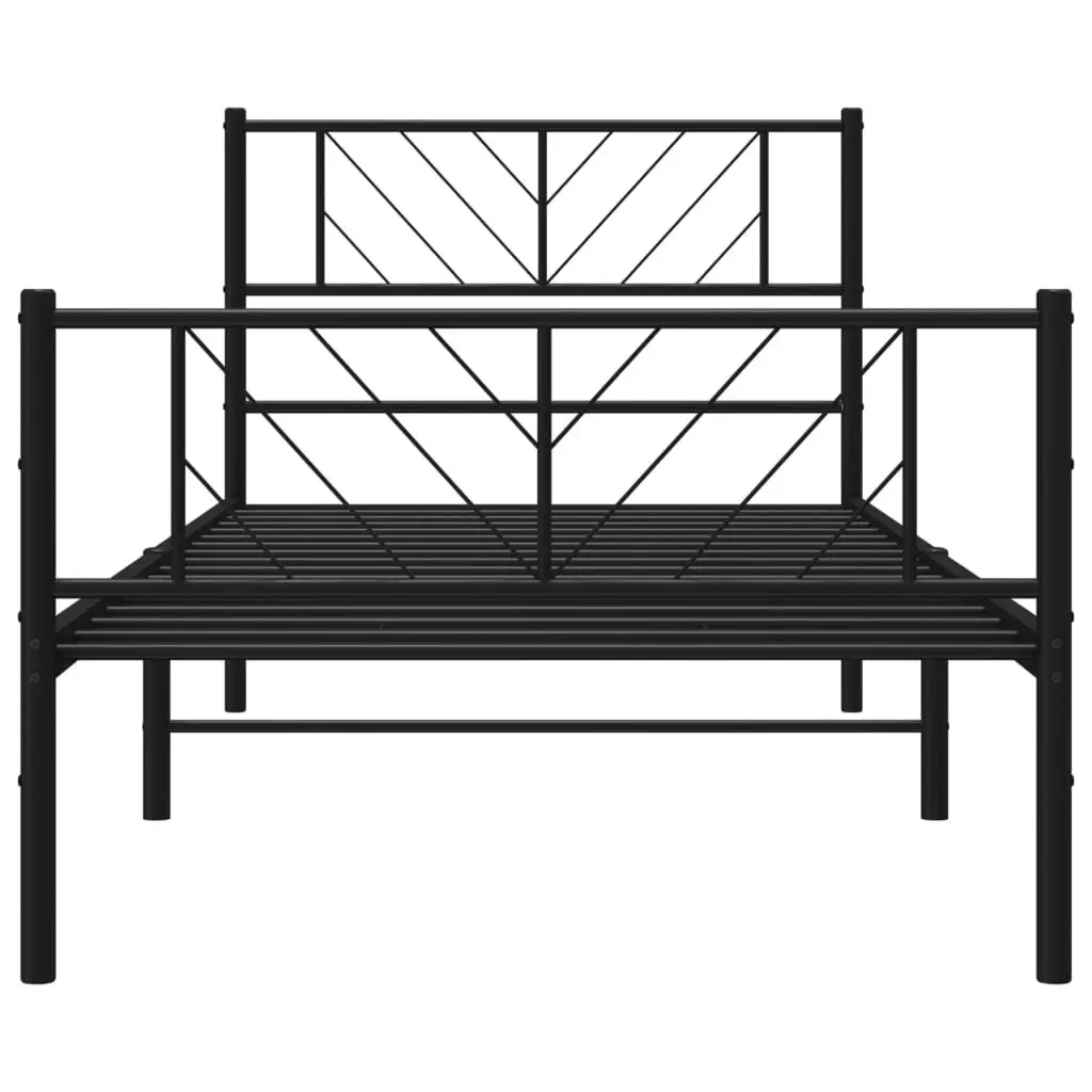 Metal Bed Frame Black King Single 107x203 cm Powder-coated Steel Slatted Base