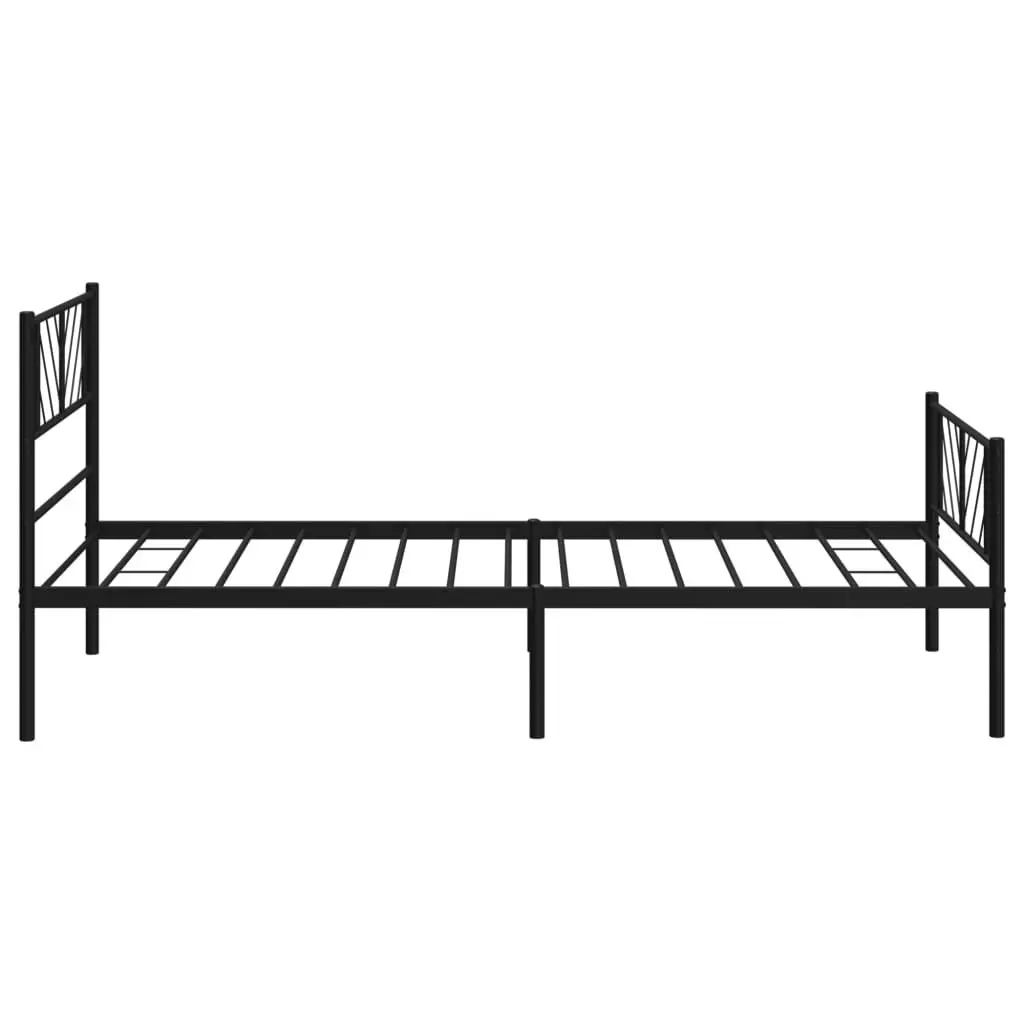 Metal Bed Frame Black King Single 107x203 cm Powder-coated Steel Slatted Base