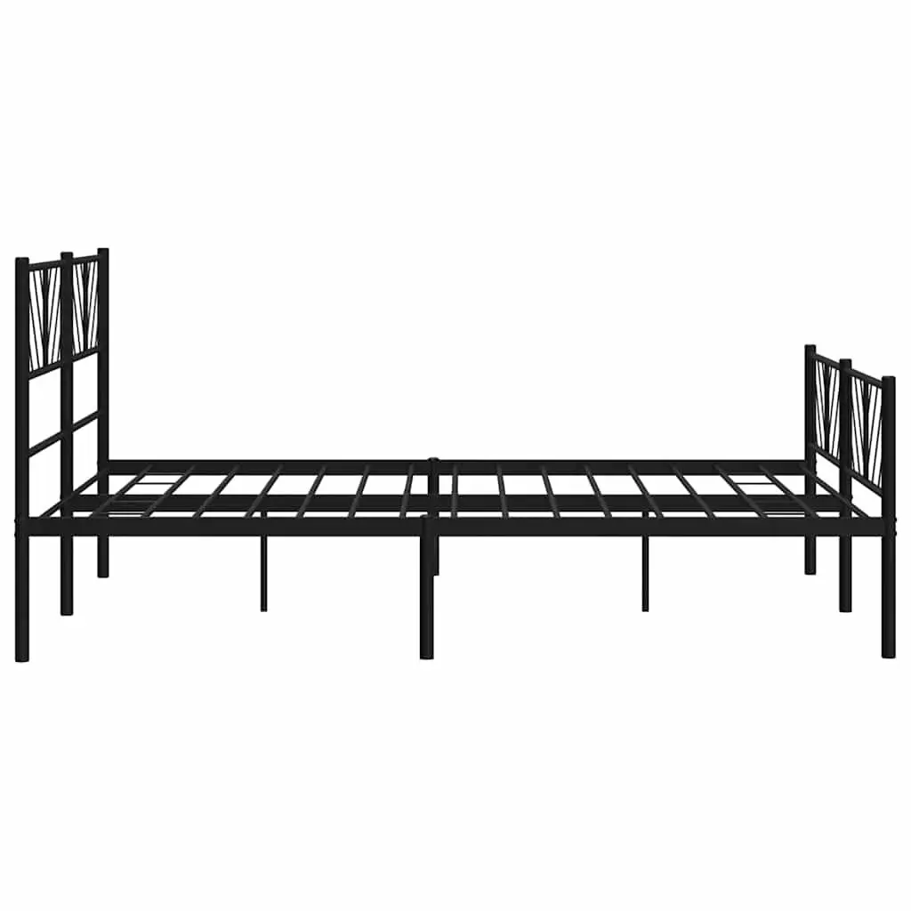 Black Metal Bed Frame with Footboard and Headboard