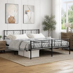 King Size Metal Bed Frame 183x203 cm in Black
