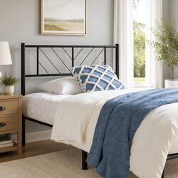 Stylish Black Metal Headboard for Cozy Bedrooms