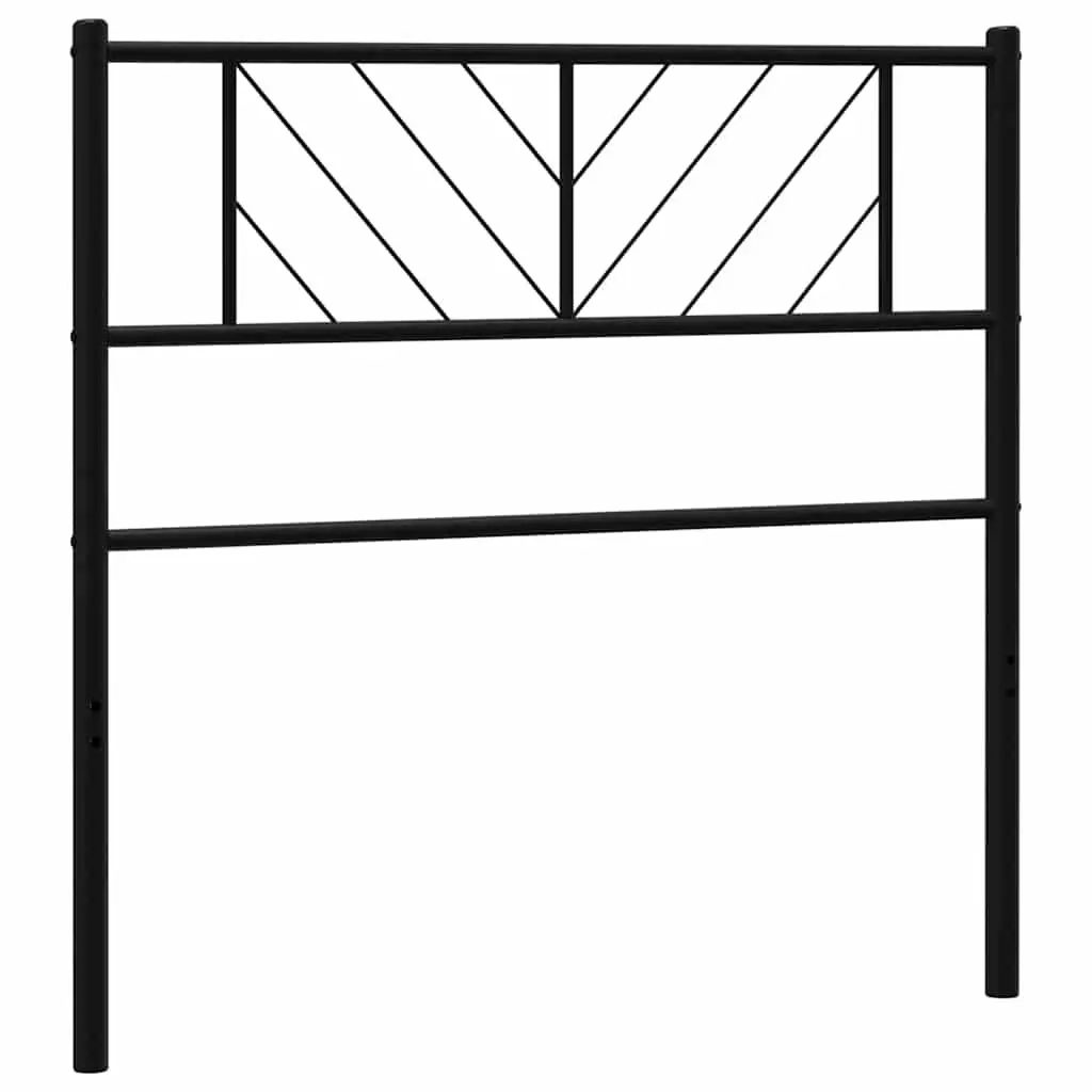 Metal Headboard Black 107cm Powder-coated Steel Bed Frame Header