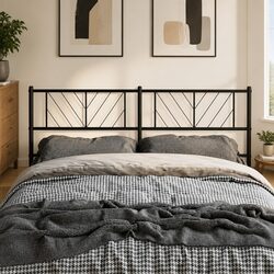 Elegant Black Metal Headboard 135 cm for Bedroom