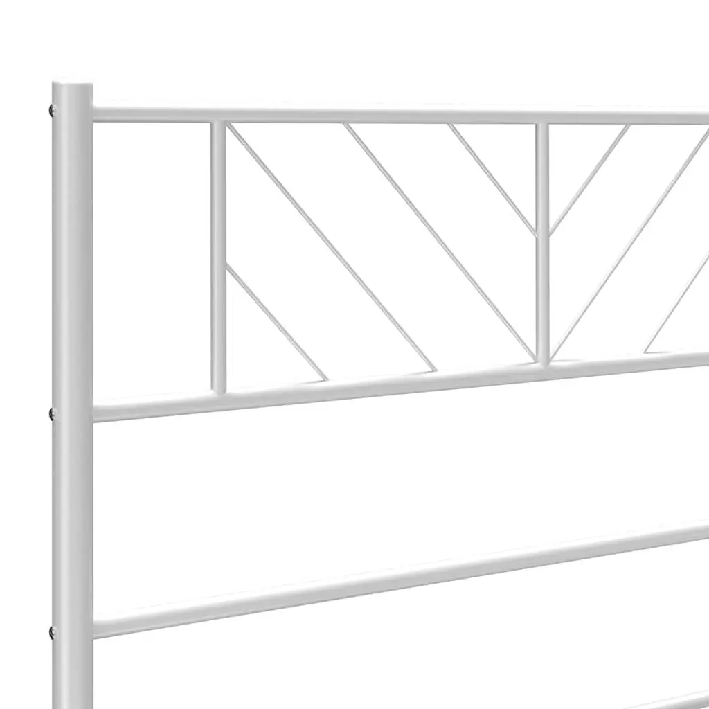 Metal Bed Frame with Headboard White 150x200 cm Bedroom Furniture Steel Slats