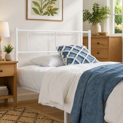 Stylish White Metal Headboard 90cm for Bed Frames
