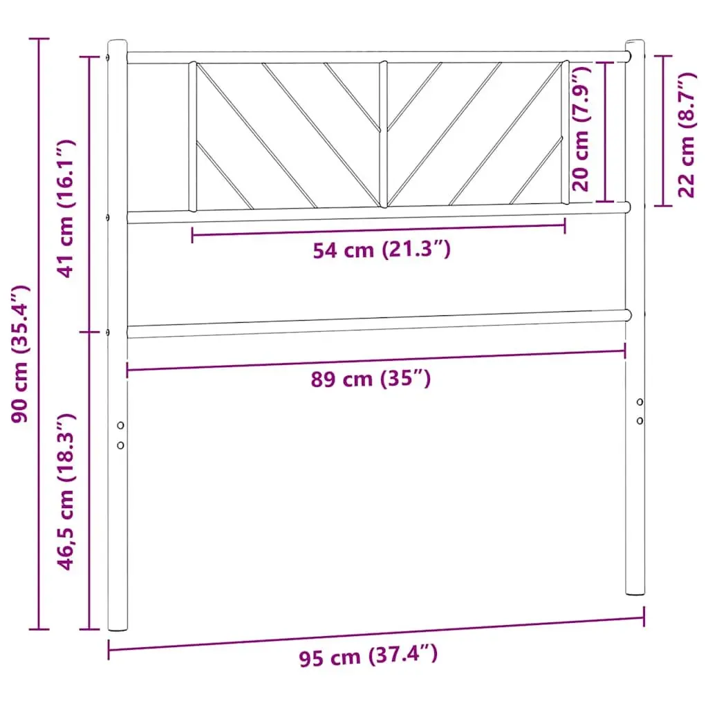 Metal Headboard White 90cm Powder-coated Steel Bed Header