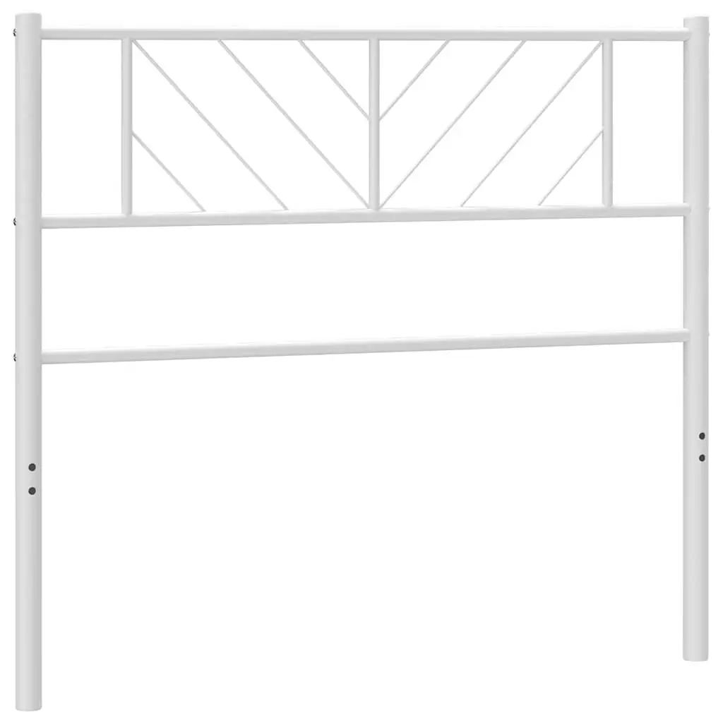 Metal Headboard White 107 cm Powder Coated Steel Bedroom Furniture with Legs