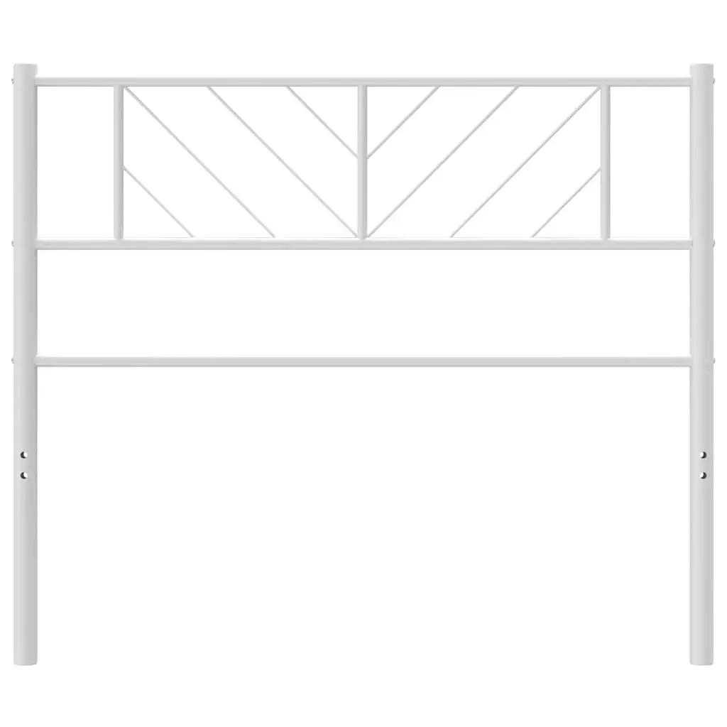 Metal Headboard White 107 cm Powder Coated Steel Bedroom Furniture with Legs