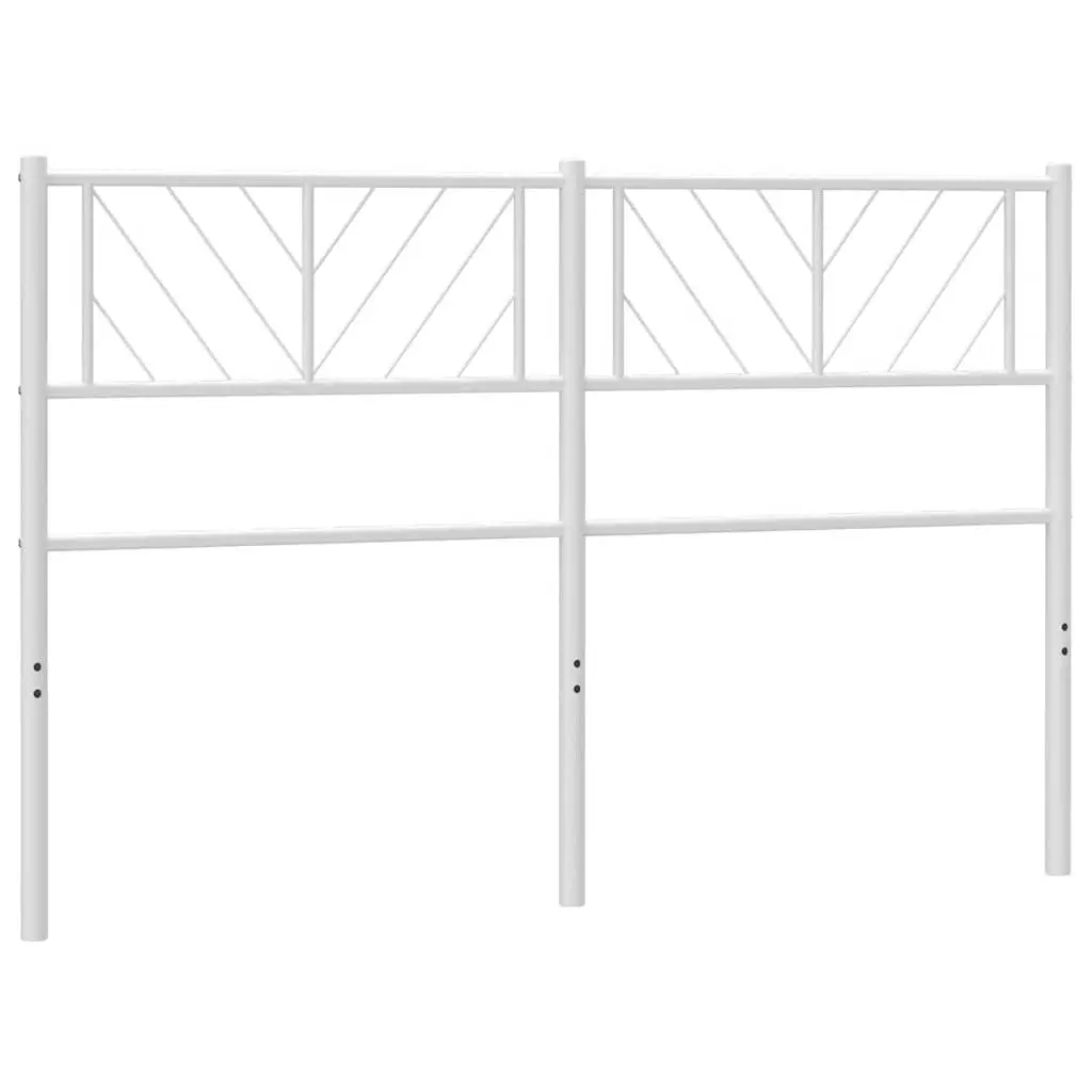 Metal Headboard White 135cm Powder-coated Steel Bed Frame Bedroom Furniture Sturdy