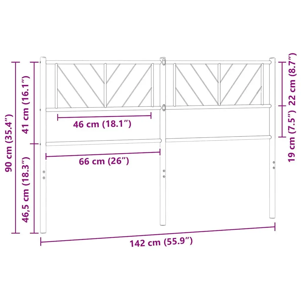 Metal Headboard White 135cm Powder-coated Steel Bed Frame Bedroom Furniture Sturdy