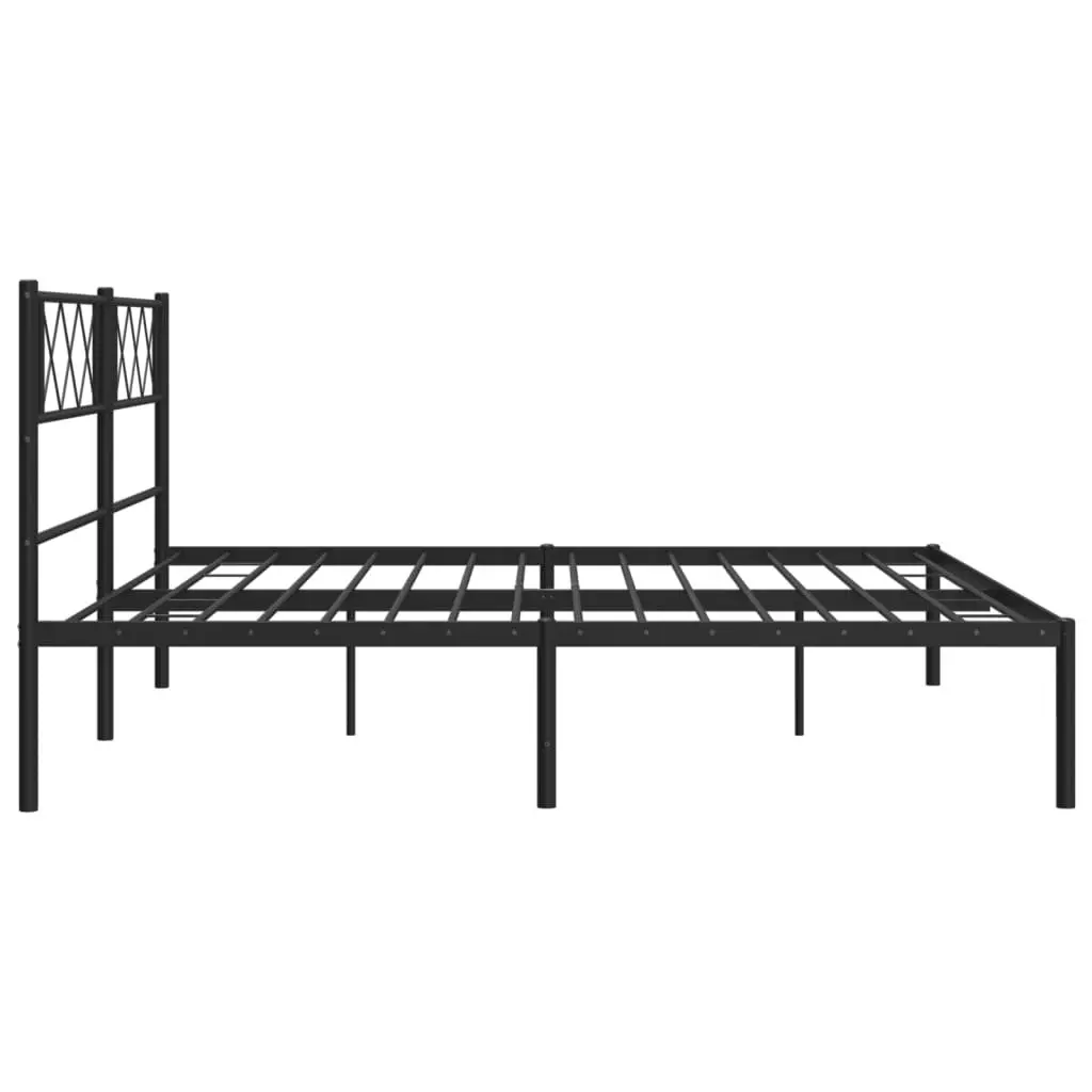 King Metal Bed Frame with Headboard in Black