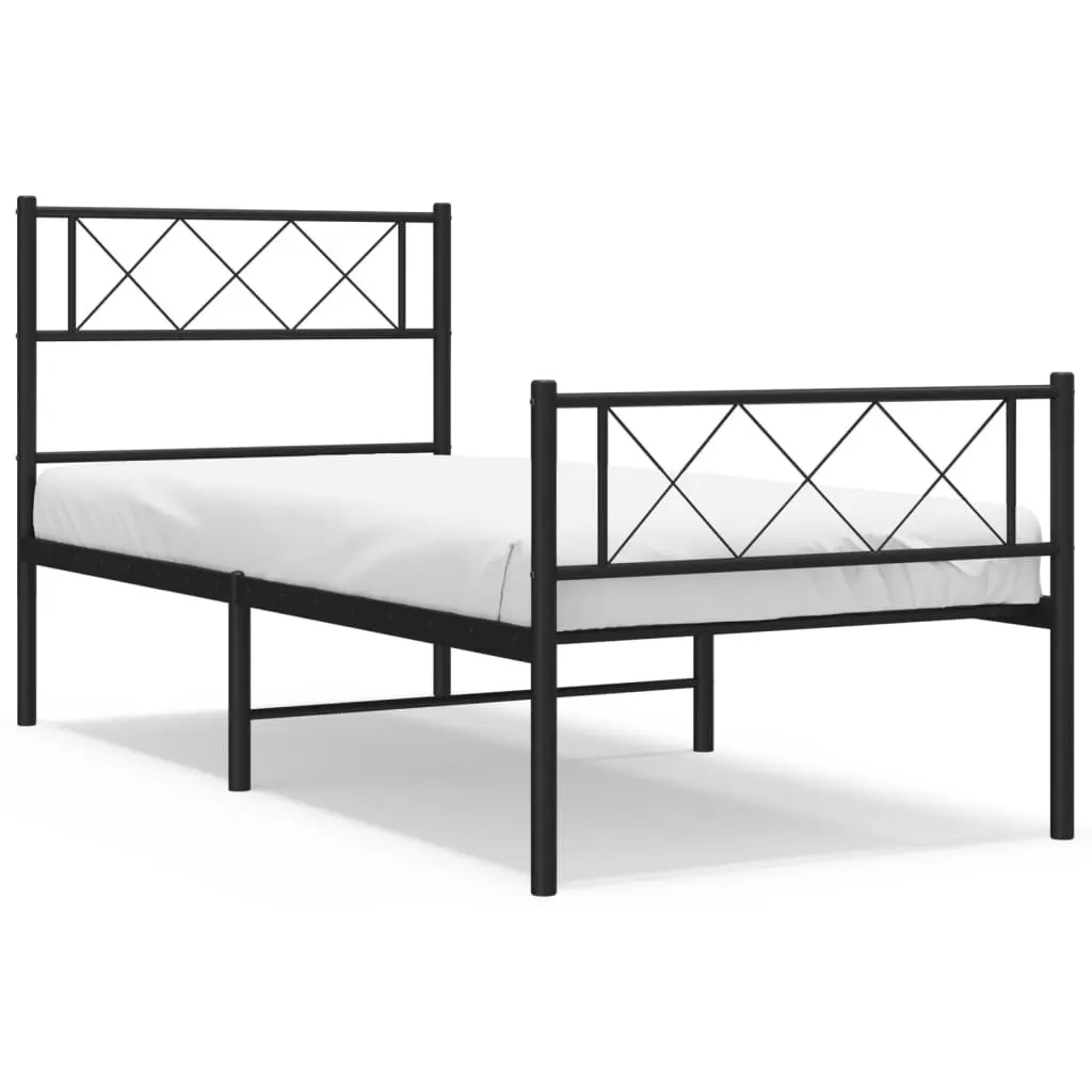 Black Metal Bed Frame King Single 107x203cm with Footboard