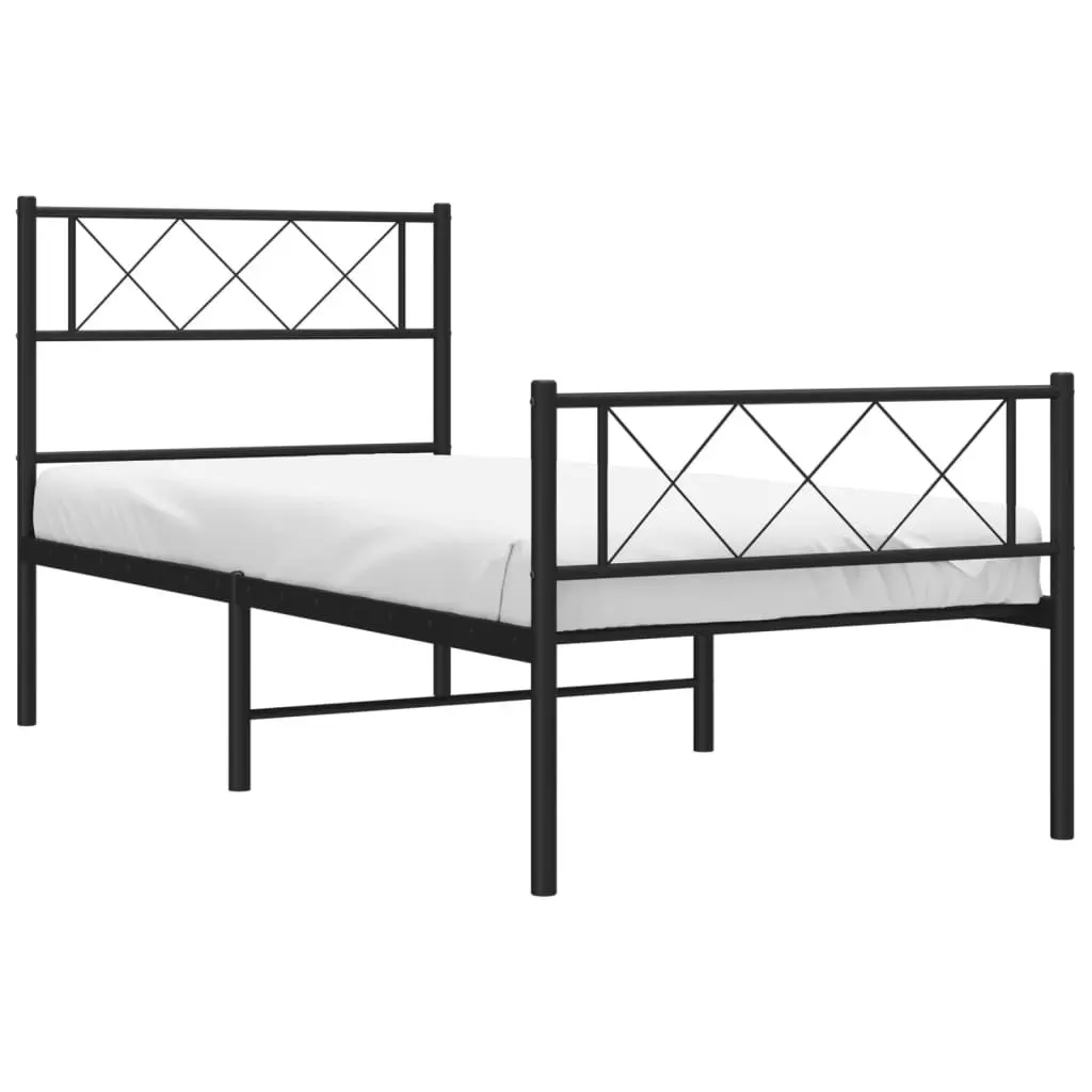 Black Metal Bed Frame King Single 107x203cm with Footboard