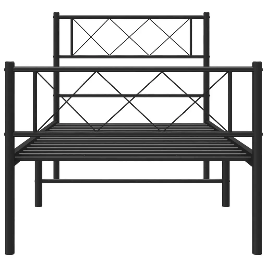 Black Metal Bed Frame King Single 107x203cm with Footboard