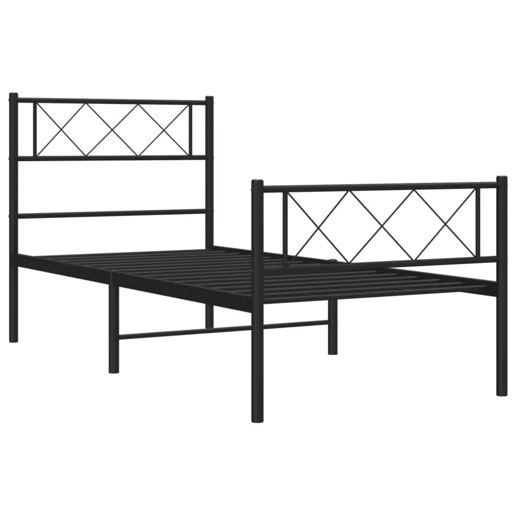 Black Metal Bed Frame King Single 107x203cm with Footboard