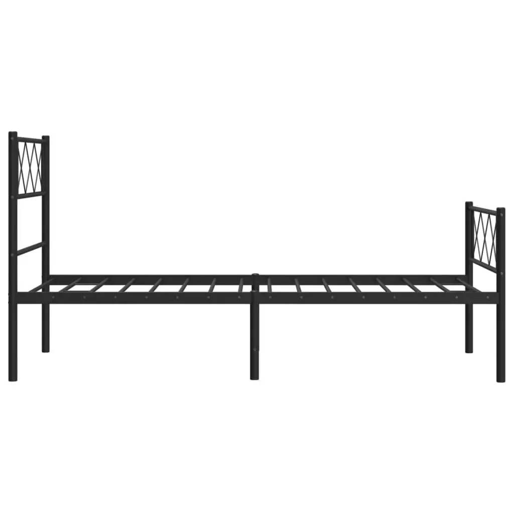 Black Metal Bed Frame King Single 107x203cm with Footboard