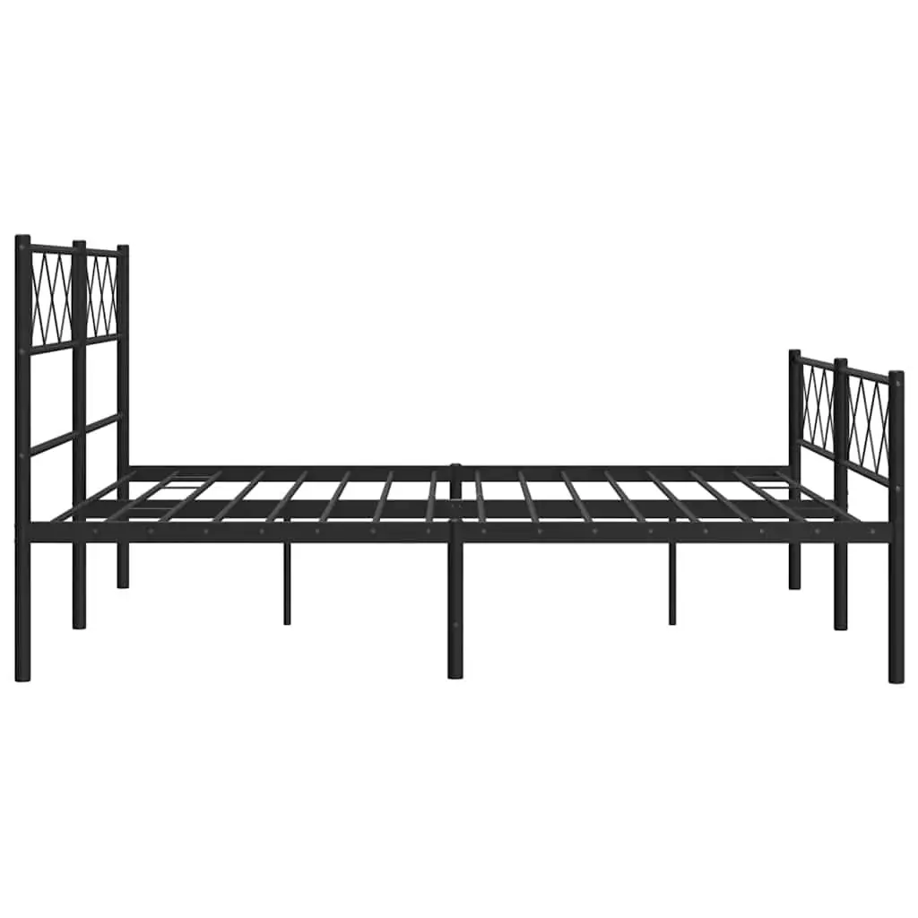 Metal Bed Frame with Footboard Black Bedroom Furniture Slatted Base 150x200cm