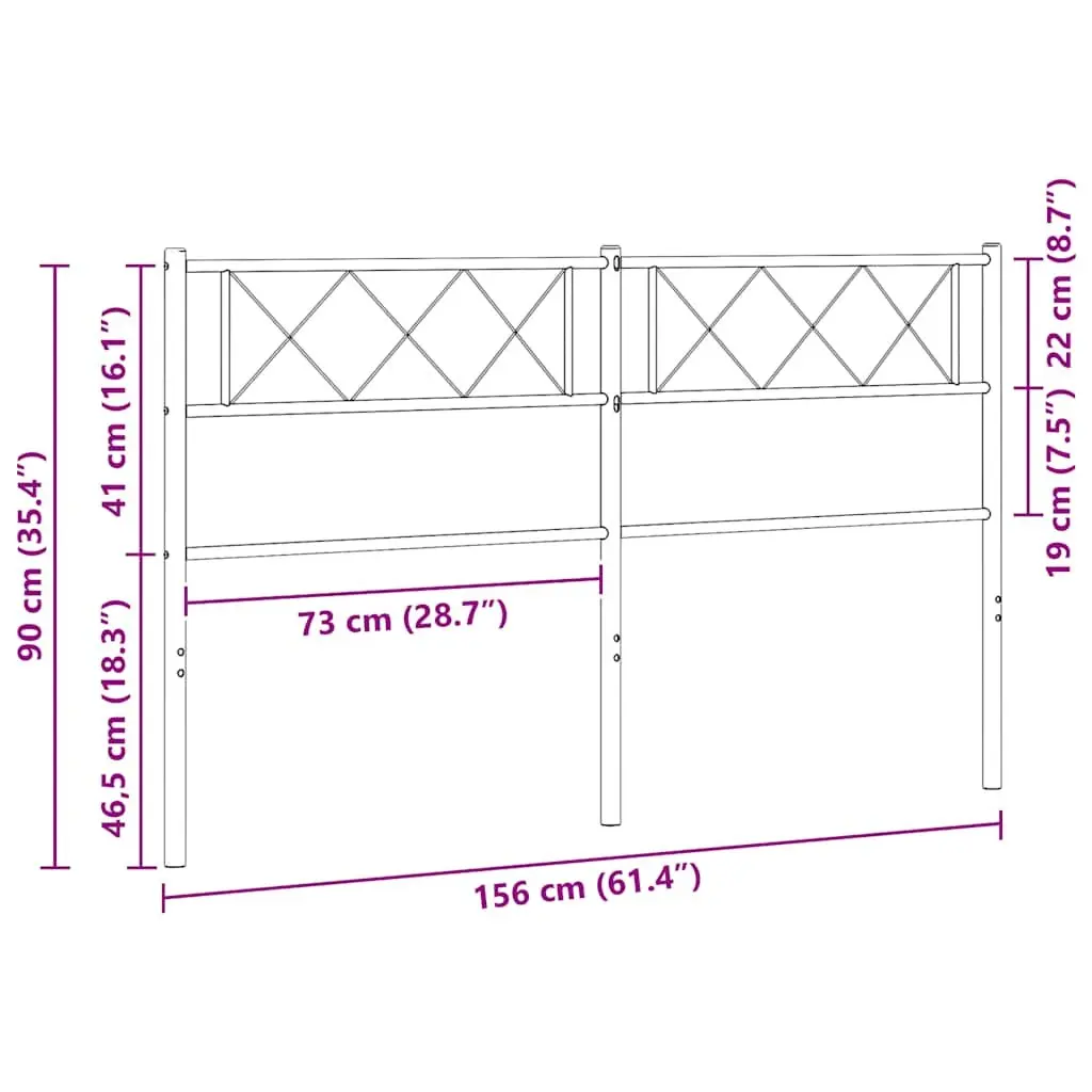 Steel Bed Headboard Black 150cm Powder Coated Bedroom Furniture
