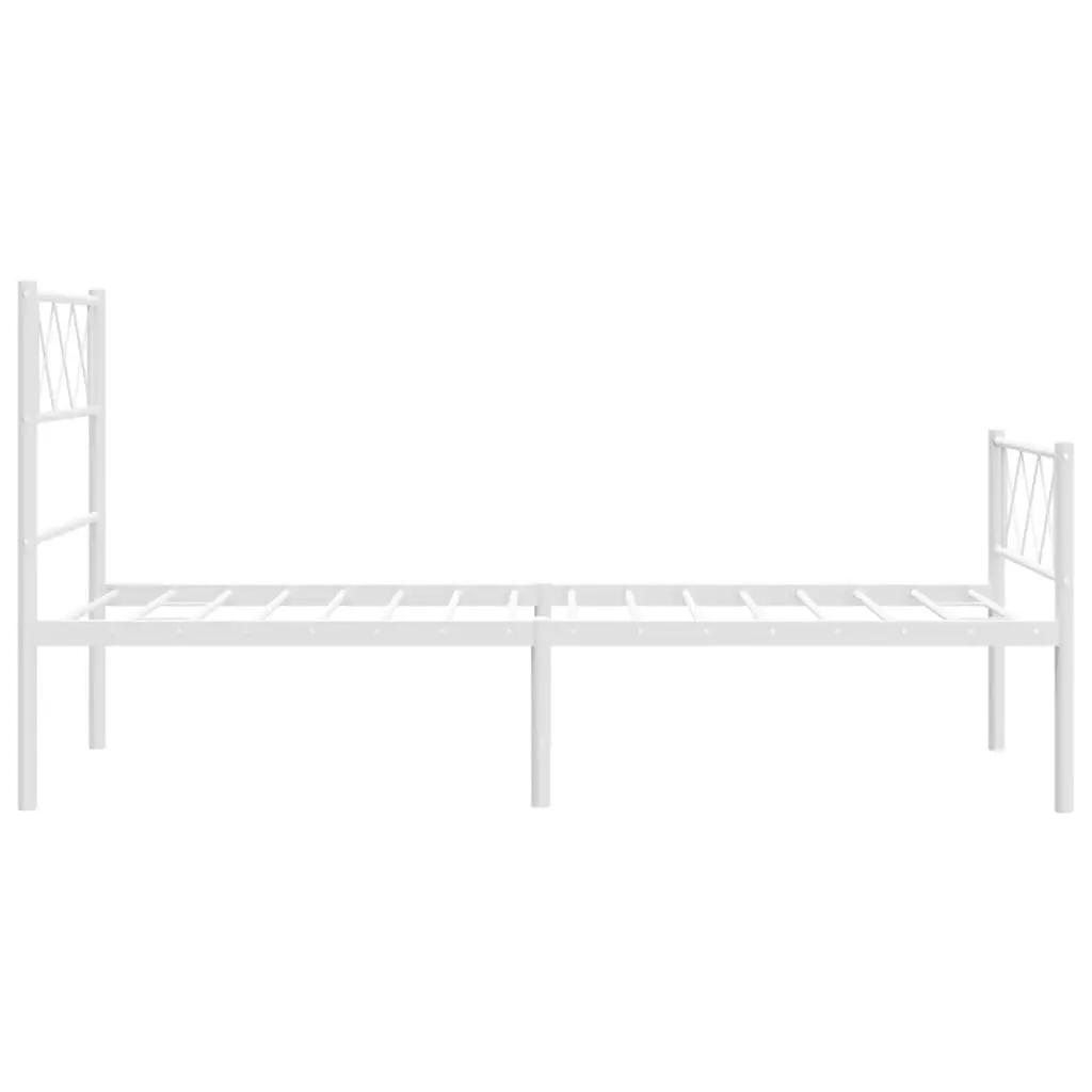 Metal Bed Frame King Single White 107x203 cm Powder-coated Steel Slatted Base with Footboard