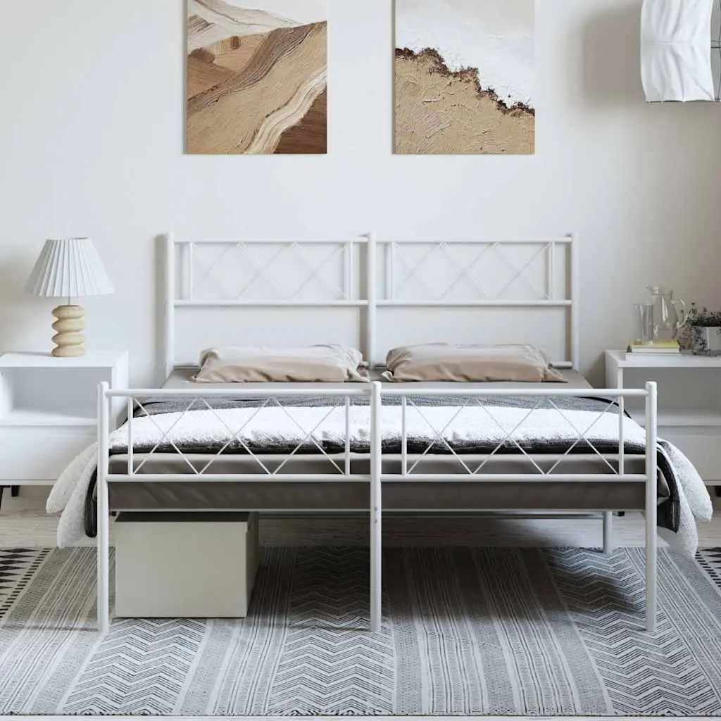 White Metal Bed Frame 135x190cm