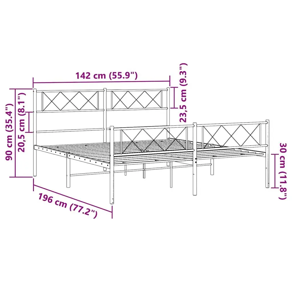 White Metal Bed Frame 135x190cm