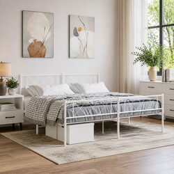 King Size Metal Bed Frame with Footboard and Headboard