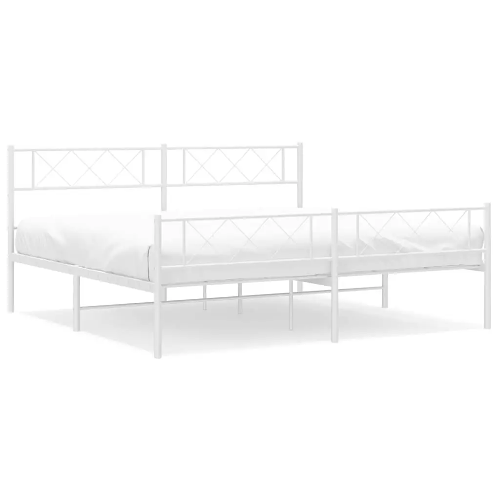 King Size Metal Bed Frame with Footboard and Headboard