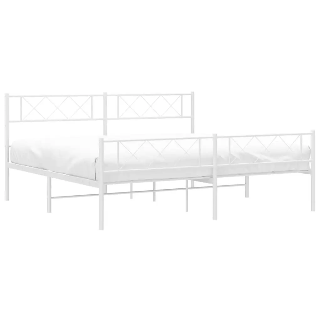 King Size Metal Bed Frame with Footboard and Headboard