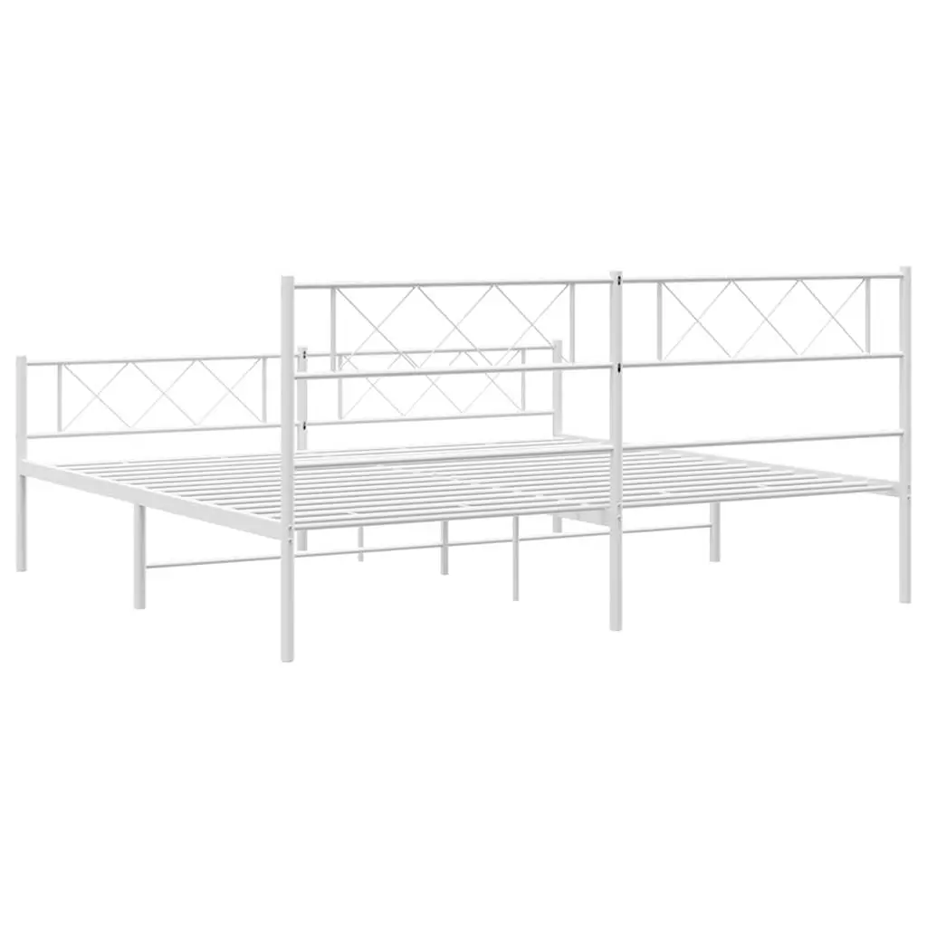 King Size Metal Bed Frame with Footboard and Headboard