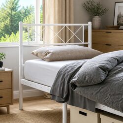 White Metal Headboard 90cm for Cozy Bedrooms