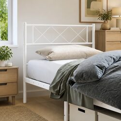 White Metal Headboard for Bedroom 107 cm Sturdy Design